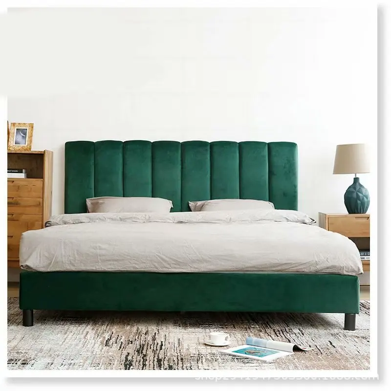 Flannel double bed master bedroom soft bag wedding bed