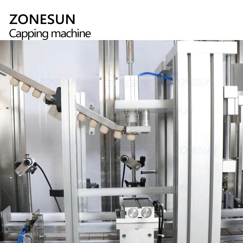 ZONESUN Automatic Wine Cork Capping Machine ZS-XG16D Straight Feed Plug Pressing Machine with Dust Guard Cover