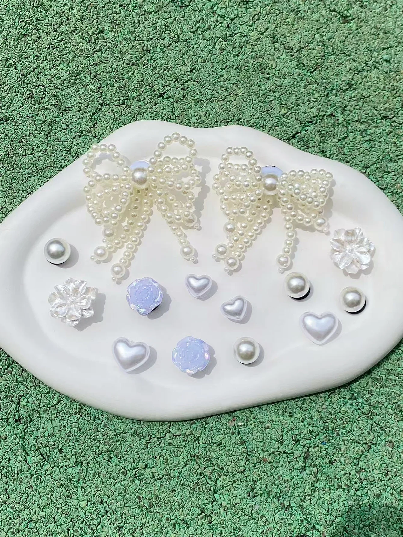 14 pieces of pearl bows, hearts, ABS pearls, roses, flower shoe buckles DIY decorations, multi-functional shoe clip accessories image 5