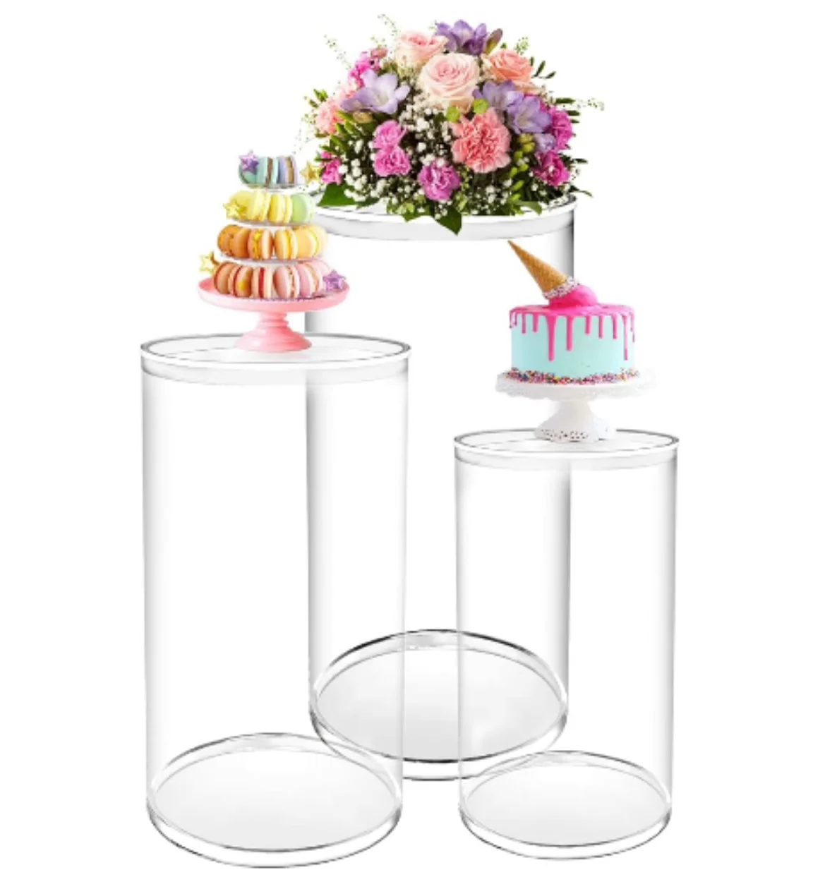 

Detachable Round Table Cylinder Cake Food Stand Display Column Candy Bar Table Decoration Wedding Party Flower Gifts Show Plinth