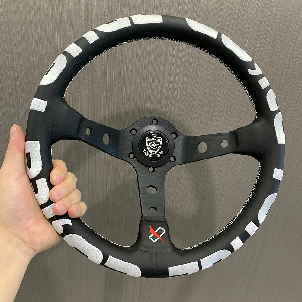 

Custom Vertex Universal Sport Steering Wheel Leather Embroidery Cars Accessory Auto parts Drift Steering Wheel For Racing