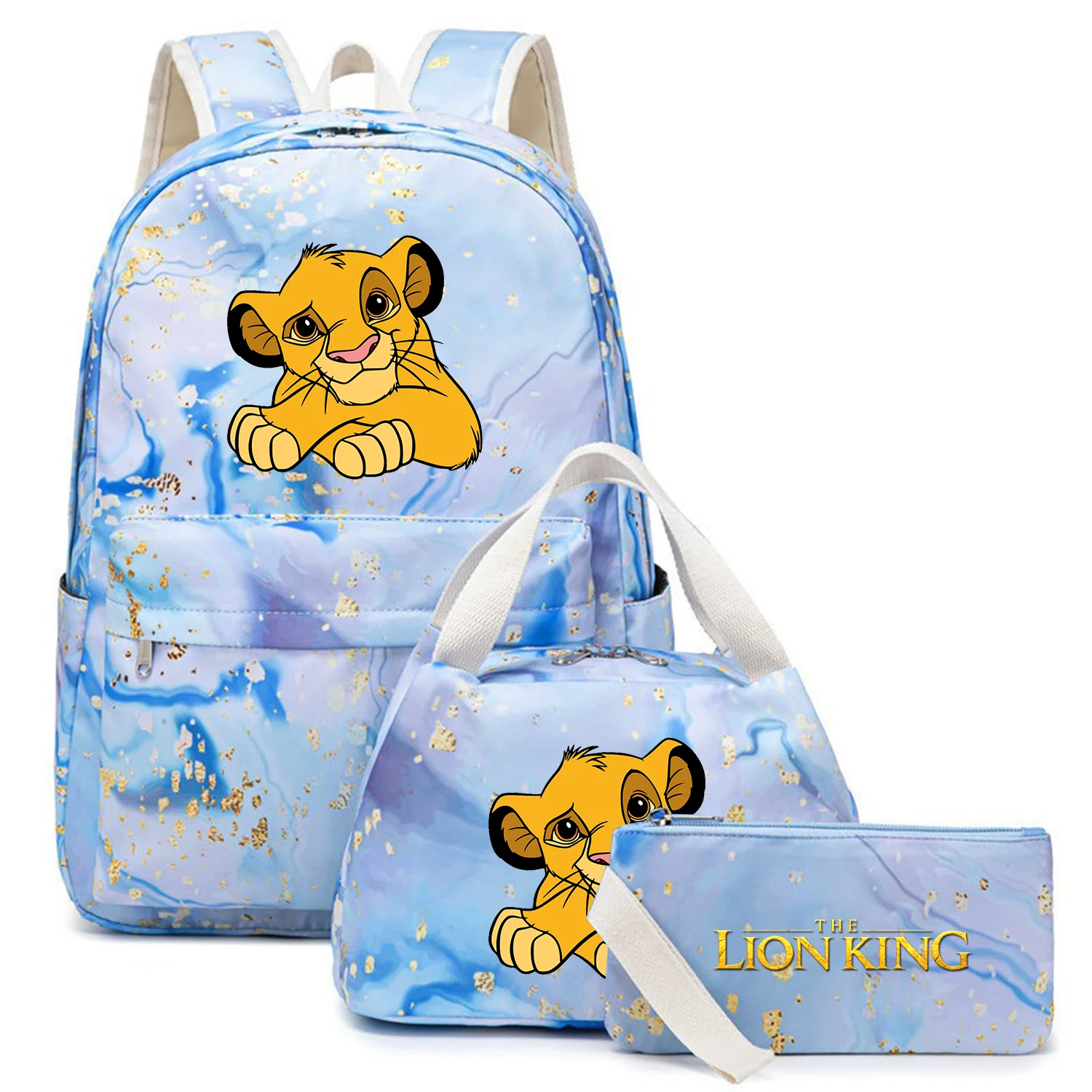 3Pcs The Lion King Kids Backpack Capacity Student Schoolbags Double Shoulder Bag Boys Girls Pen Lunch Bags Bookbag Laptop Sets