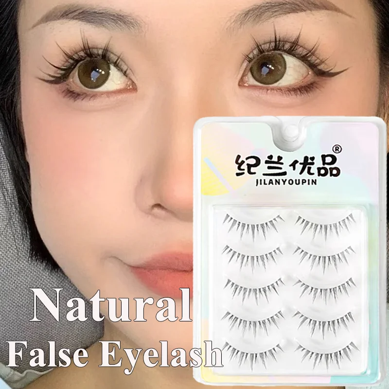 5 Pairs False Eyelashes 3D Mink Curly Volume Long Cross Messy Natural for Eyelash Extension Handmade Reusable Eyes Makeup Tools