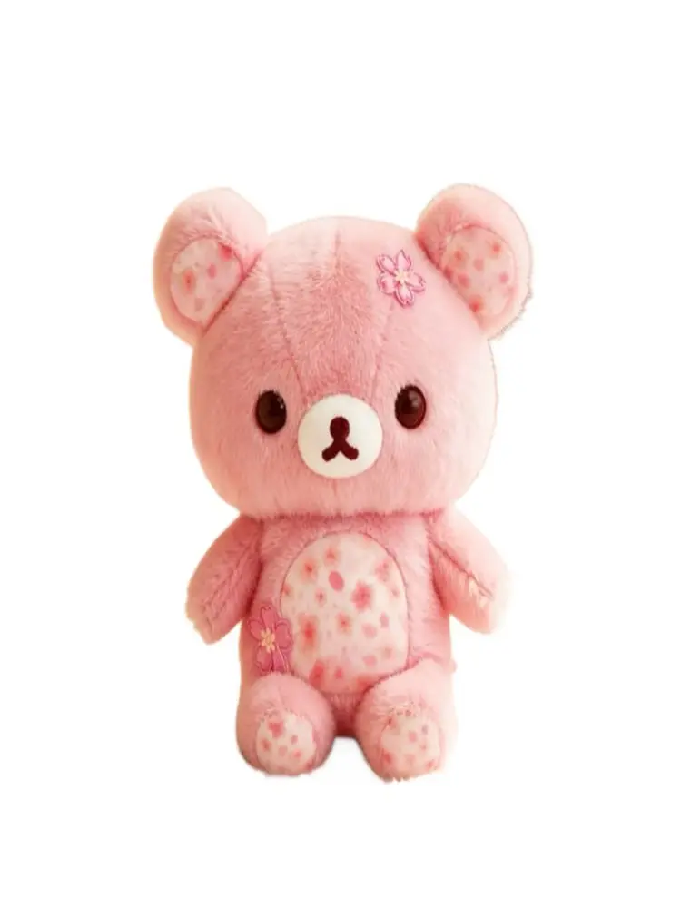 Rilakkuma Rosa Kirschblüten-Blumenbär Plüschtier Stofftier Weiches Schlafkuschelkissen Puppe Geburtstagsgeschenk für Frauen