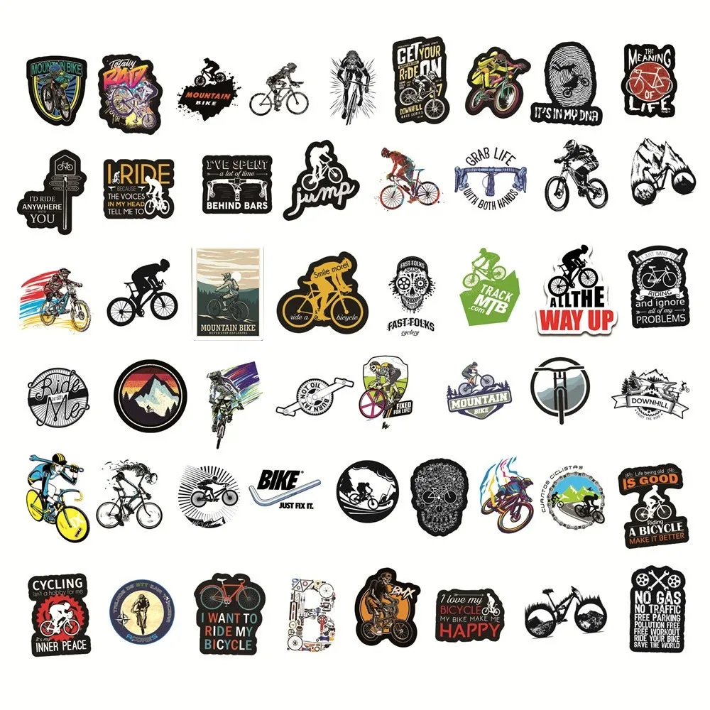 10/30/50/100pcs Mountain Bike Stickers Waterproof Outdoor MTB Bicycle Decal Vinyl For DIY Laptop PC Skateboard Luggage Pegatinas