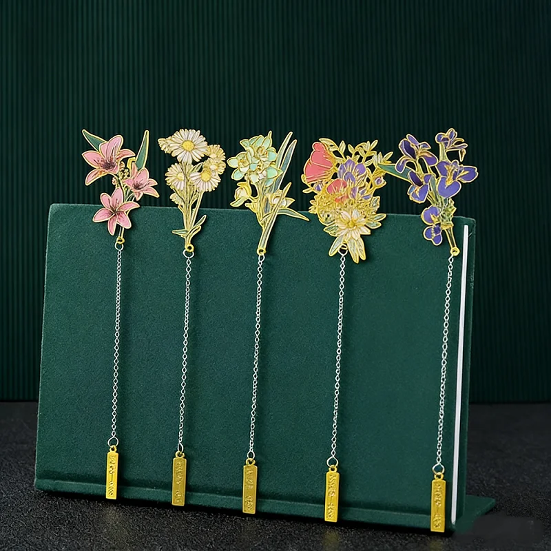 

Креативная закладка из латуни с цветочным принтом, классический национальный стиль, коллекция цветочных металлических украшений, подарок, изысканные школьные офисные поставщики