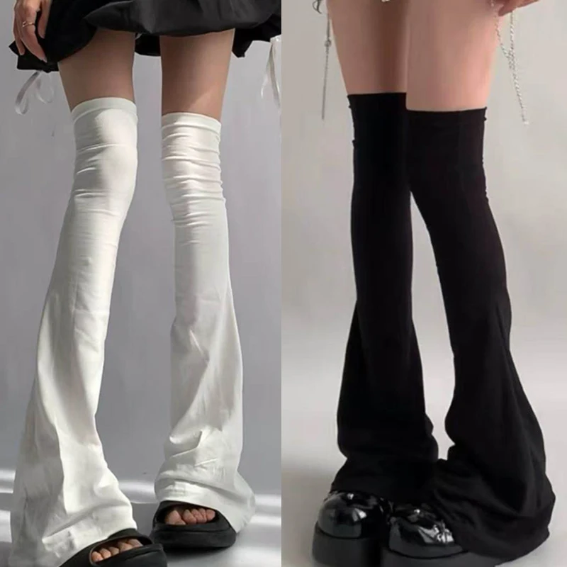 

Носки-чулки Y2K в стиле субкультуры, вязаные, черные, выше колена, слегка обтягивающие, для коррекции фигуры