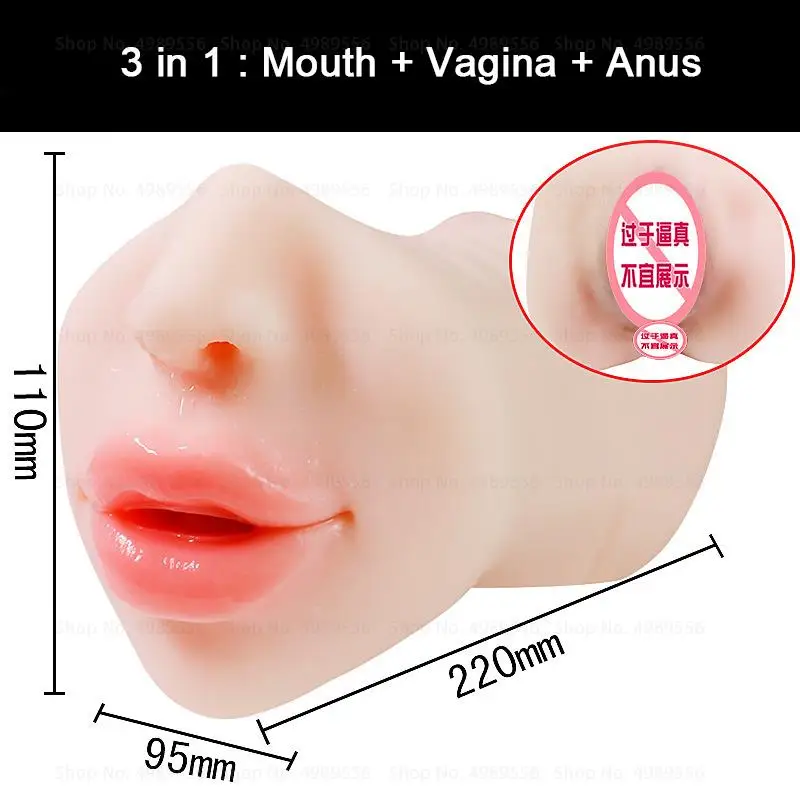 Realistic Vagina Anal Mouth Real Deep Pussy Big 3 in 1 Male Masturbator Sex Toys for Men Women Vaginal Oral Masturbation Cup