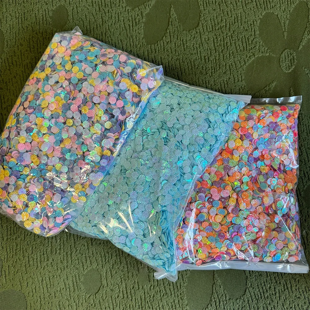 Holographic 9mm Daisy Sequins, Slime Fillers, DIY Nail Art Resin Phone Case Accessories, Sequins for Garment Box Decoration