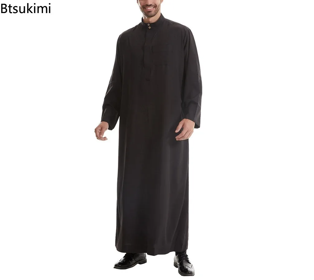 Mens Robe Long Sleeve Saudi Abaya Arabic Thobe Jubba Thoub Dubai Daffah Kaftan Middle East Islam Thawb Jubba Muslim Dress Caftan