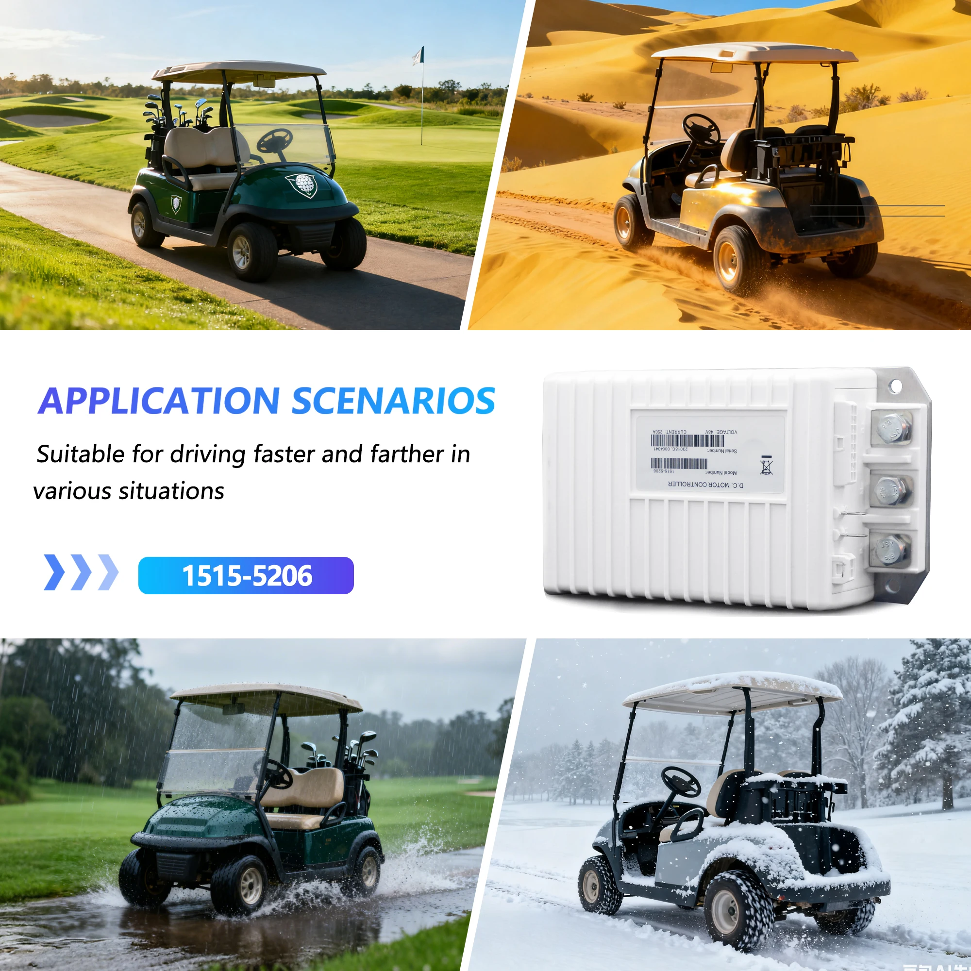 5k-0 48V 250A 모터 컨트롤러 103982301 Curtis Club Car Precedent Golf Cart 2014-2019 1515-5206