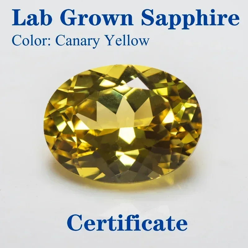 

Top Lab Grown Sapphire Oval Shape Canary Yellow VVS1 Charms Beads for Diy Jewelry Making Materials Selectable AGL Certificate