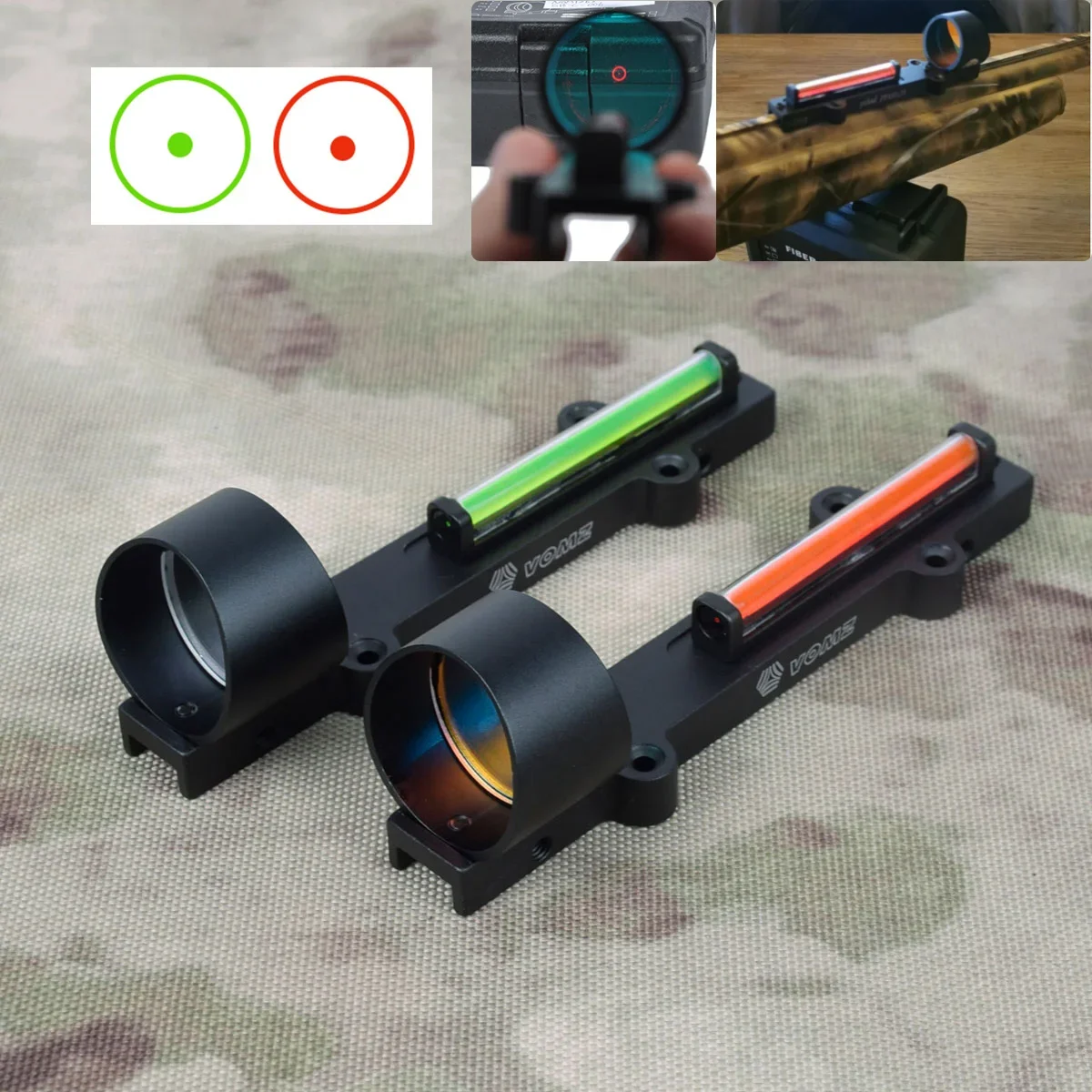 

Hunting 1x28 Red Dot Sight Light Weight Scope Fit Shotguns Rib Rail Red and Green Fiber Shooting Holographic Sight For 11mm Rail