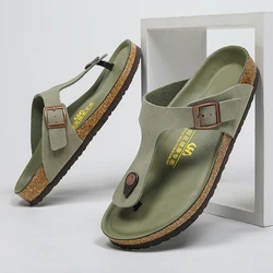 Sandalias de cuero para Hombre y mujer, chanclas informales de playa, Zapatos de lujo antideslizantes y duraderos, novedad