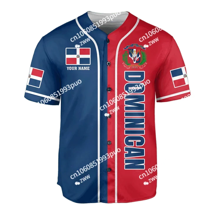 New Dominican Republic Custom Name Baseball shirt, Unisex Shirt For Men Women  Men's Shirt Casual Shirts hip hop Tops