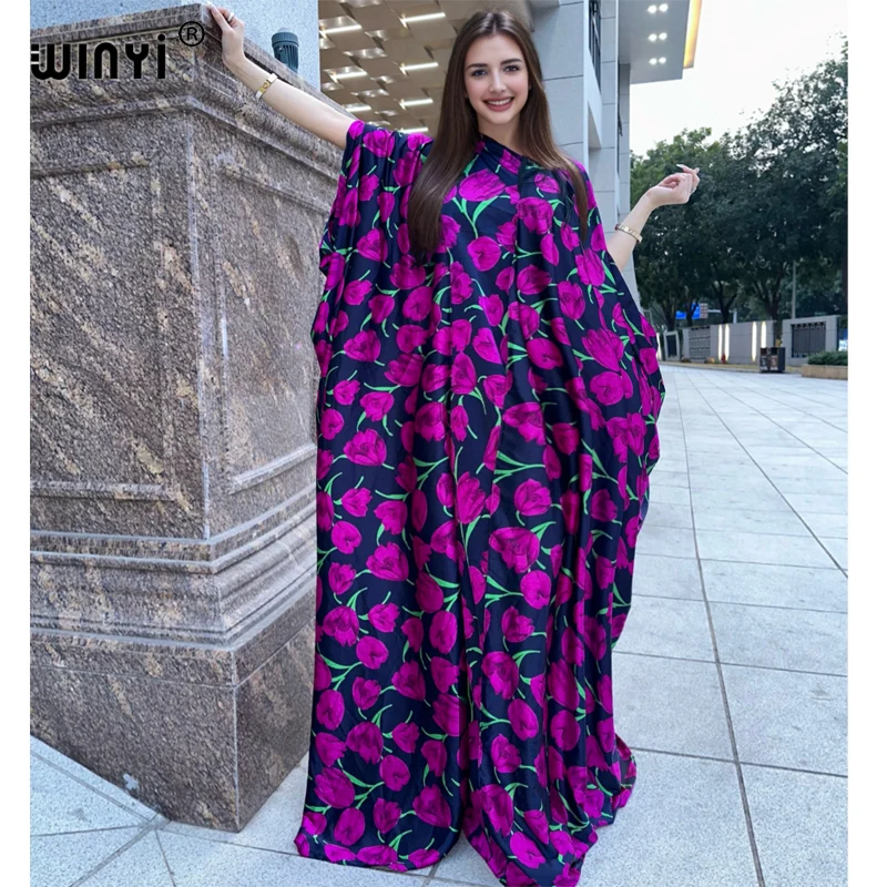 Imagem -02 - Winyi-vestido Maxi Estampado Boêmio para Mulheres Cardigã de Verão Novo Vestido Longo de Praia Quimono Terno de Peças Férias