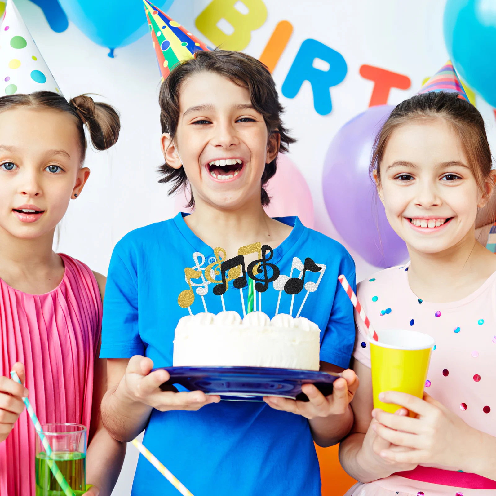 

18 Pcs Music Notes Cake Topper Decorative Paper Party Supplies Birthday Wedding Anniversary Cake Cupcake Dessert Decor