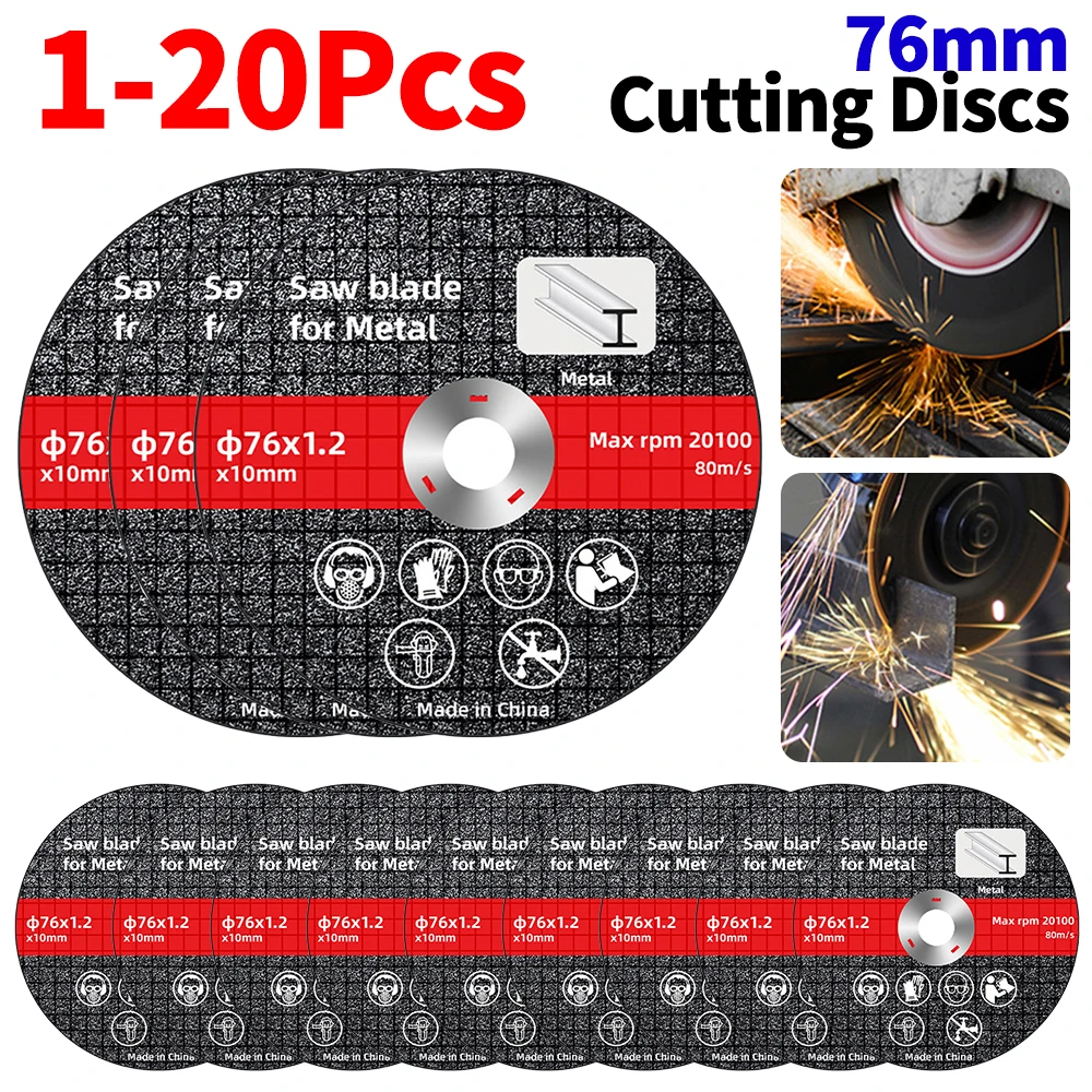 1–20 Stück Metall-Trennscheiben, 76 mm, abgeschnittene Kreisräder, Klingen, Schleifen, Schleifen, Winkelschleifer, Zubehör, elektrische Trennscheibe