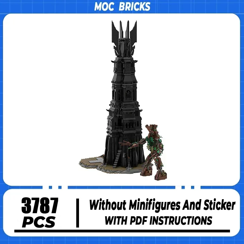 

Magical Rings Moc Building Block Movie Scene UCS Black Tower Model Castle Bricks DIY Assembly Street View Toy Gift