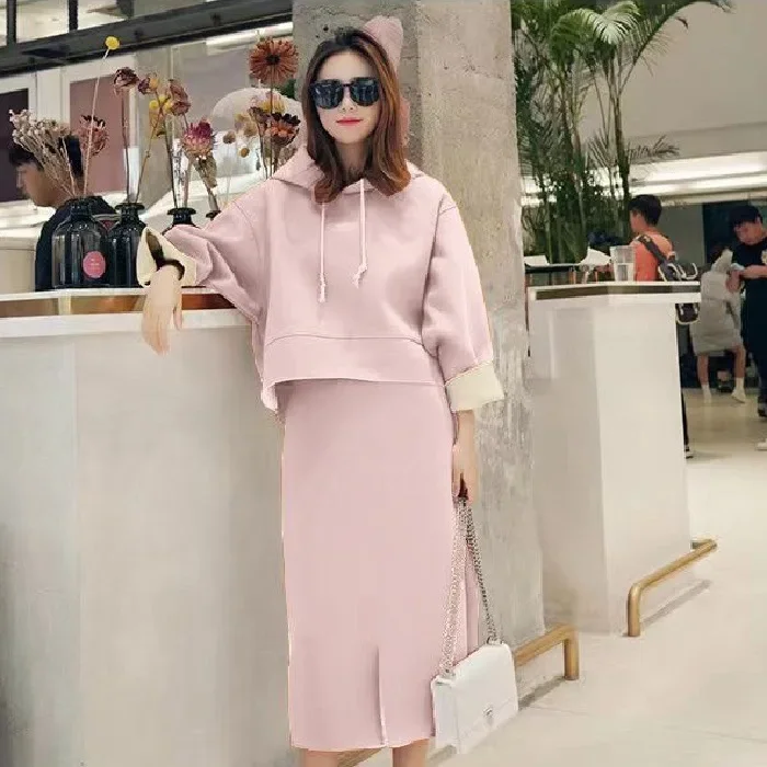 الخريف الشتاء آلهة نمط المرأة صوف مبطن قطعتين مجموعة المألوف البلوز تنورة أوائل الخريف ضوء Maturity