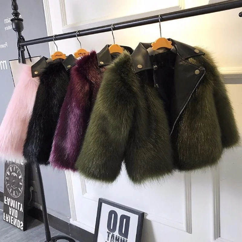 Girls Fur Coat Jacket Cotton Outwear Overcoat 2022 Stylish Warm Thicken Plus Velvet Winter Autumn Teenager Fuzzy Children's Clot