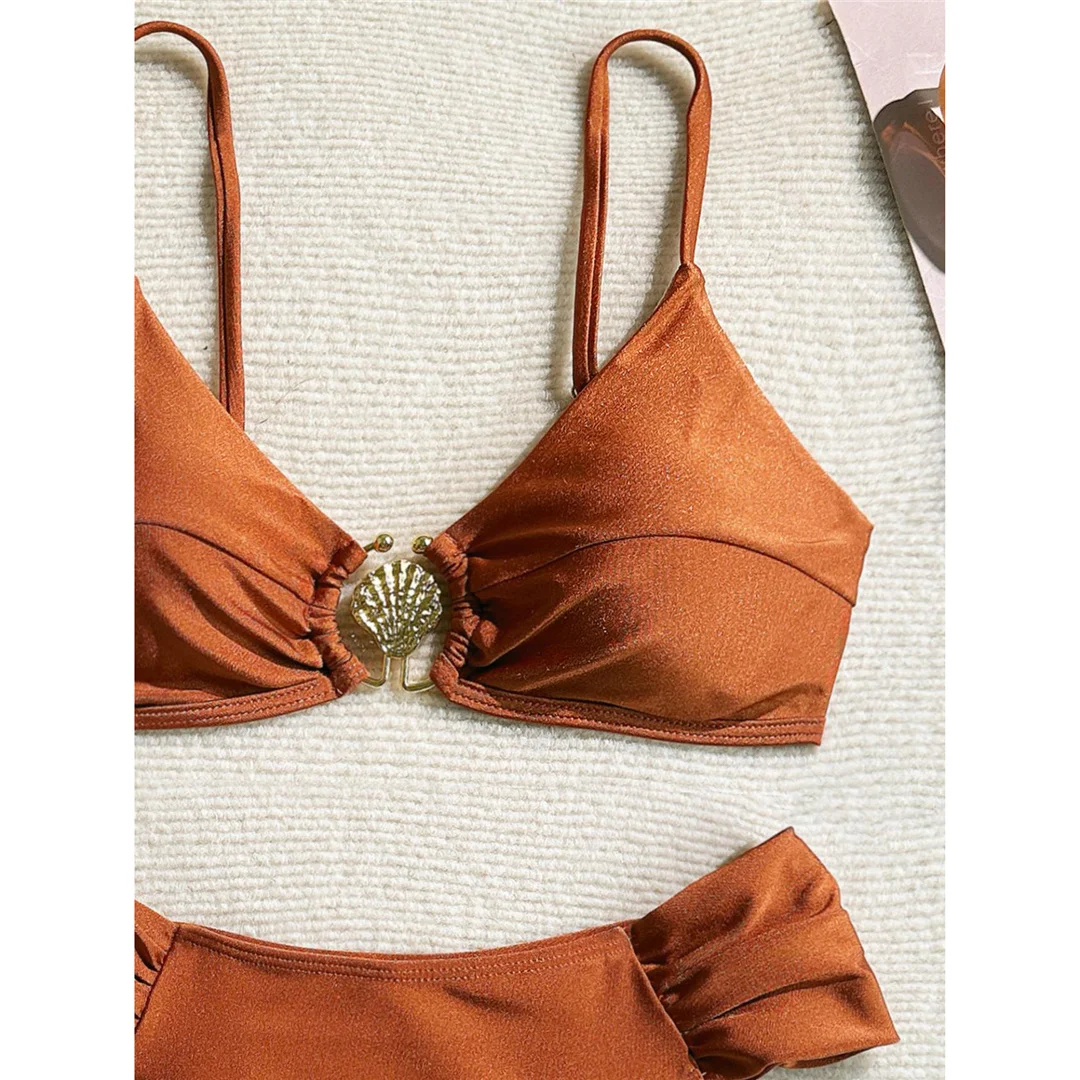 S - XL, 7 Farben, hoch geschnittener Bikini, Damen-Badeanzug, zweiteiliges Bikini-Set, gepolsterter Badeanzug, Badebekleidung, Modell V7117. – Detail 8