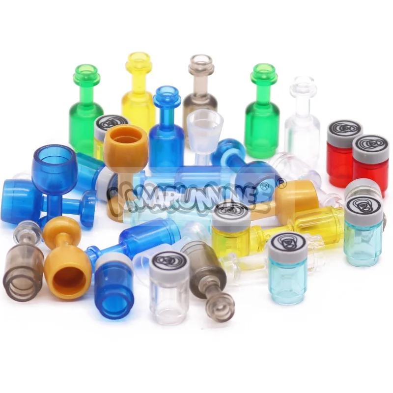 MARUMINE 87PCS MOC Klocki konstrukcyjne Akcesoria Butelka wina Szklane napoje Drewniane pudełko Widok ulicy Miasto Bar Pirat DIY Model klocków