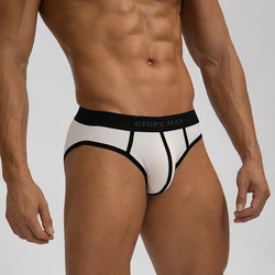 Calzoncillos de algodón para hombre, ropa interior Sexy, Cueca, bolsa en U grande, transpirable