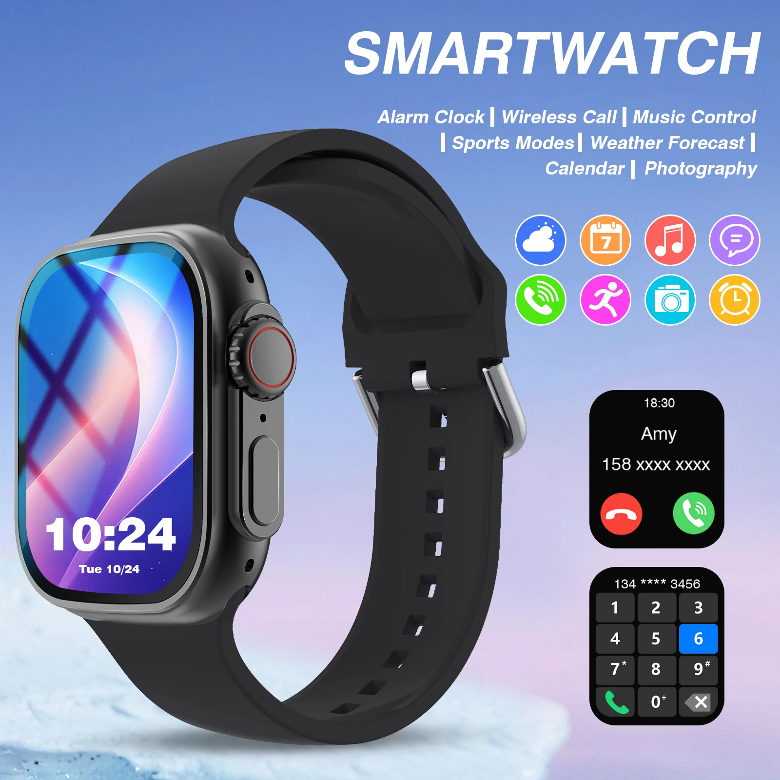 

Смарт-часы 2026 с беспроводным звонком, прогнозом погоды и спортивным режимом, обои «сделай сам», SMS-оповещения, силиконовый ремешок для мужчин и женщин