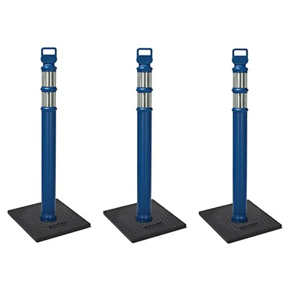 

EZ Grab Delineator Post 45 дюймов, синий, 3 шт., многоцелевой барьер и дорожный конус, светоотражающие ошейники высокой видимости, сверхмощные