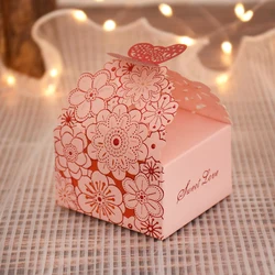 10/20Pcs Pink Butterfly Candy Box Wedding Chocolate Gift Packaging Box for Guests Birthday Party Baby Shower Decoration Supplies