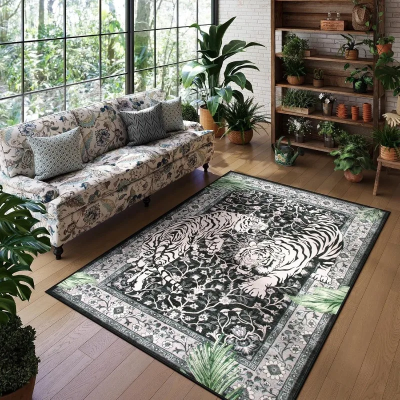 Persian Carpet Tropical Rainforest Tiger Bedroom Bedside Rug Dirt Resistant and Wear-resistant Homestay Mat Decoration Carpet