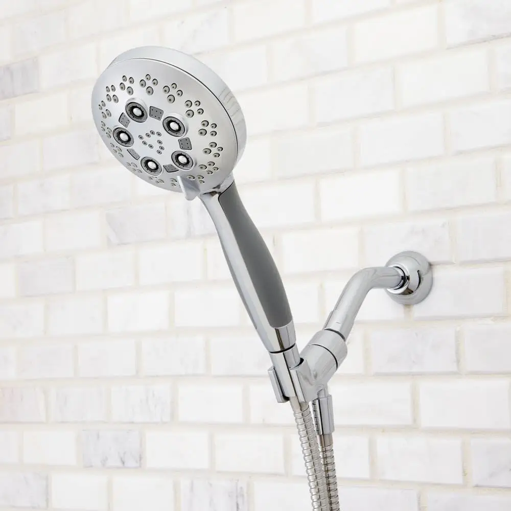 Polished Chrome Multi-Function Handheld Shower Head with 5 Spray Settings, 2.5 GPM