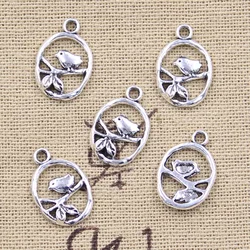 30pcs Charms Bird Standing On Branches 18x12mm Antique Silver Color Pendants Making DIY Handmade Tibetan Finding Jewelry