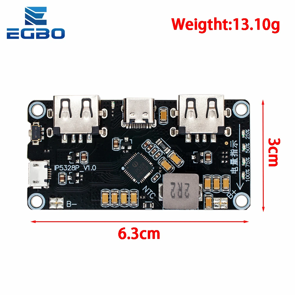 IP5328P Dual USB 18650 Battery Charger Treasure Tpye-c 3.7V Step Up Fast Quick Power bank board QC2.0 QC3.0 Charger module