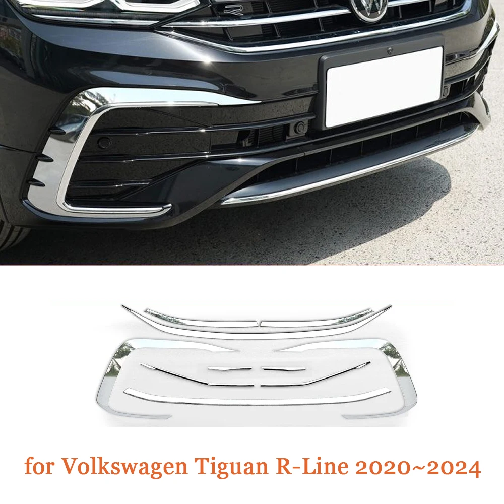 

Накладки на бампер для Volkswagen VW Tiguan R-Line 2020~2024, накладки на противотуманные фары, рамка-накладка из нержавеющей стали, аксессуары