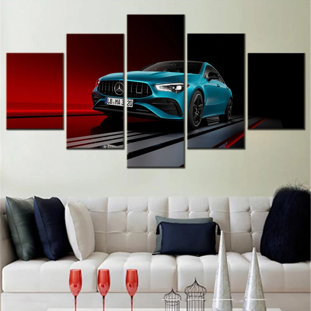 

5 Pieces Canvas Wall Arts Cars Poster Painting CLA 35 4MATIC Wallpaper Modular Picture Print Home Decor Living Room Mural