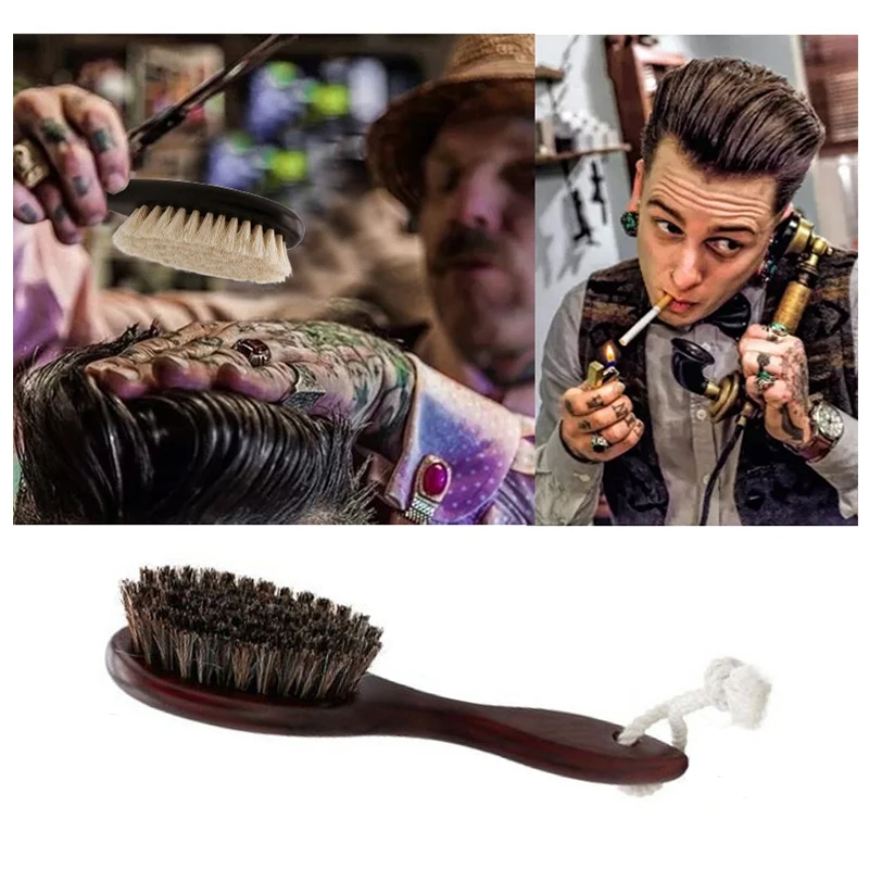 Horse Hair Wave Hair Beard Brush Hair Comb Wooden Handle Large Curved Comb Men Natural Hair Combs Hair Styling Tools