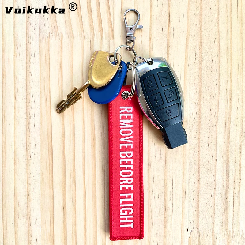 Voikukka Jewelry Colorful Aviation Gifts Remove Before Flight Memorial Key Embroidery Pendant Tags Keychain Rectangle Keyring