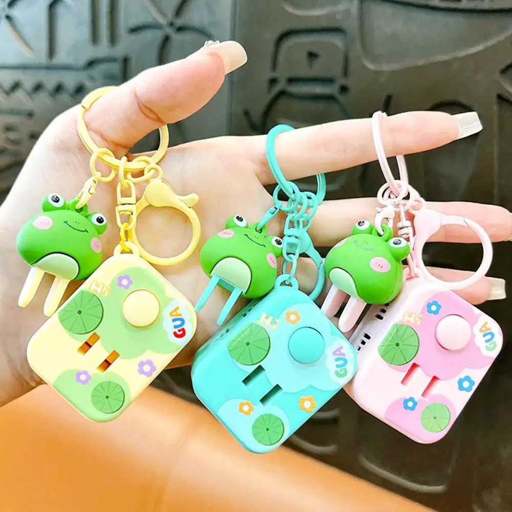 Creative And Cute Voice Socket Frog Keychain Fun Music Toy Fashion Portable Car Keychain Decoration Hanging Children Small Gift