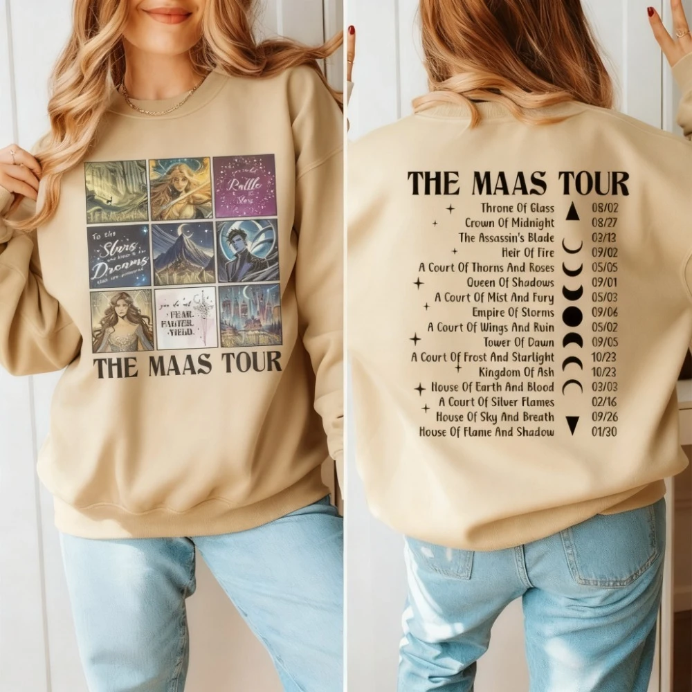 

Толстовка Maas Tour Bookish Merch ACOTAR Трон Стеклянный полумесяц City Подарок для читателей Сара J Maas Fan Зимняя толстовка