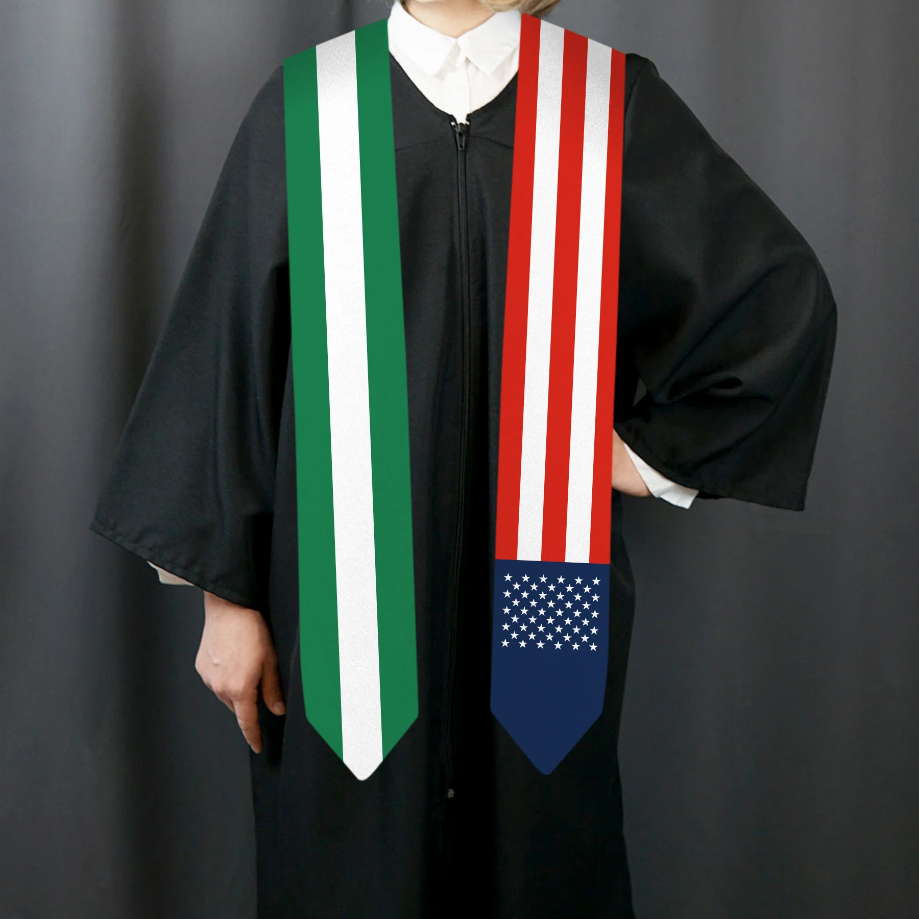 13x180cm USA And Nigeria Flag Graduation Sash Bachelor Gown Accessory Graduation Sash Scarf