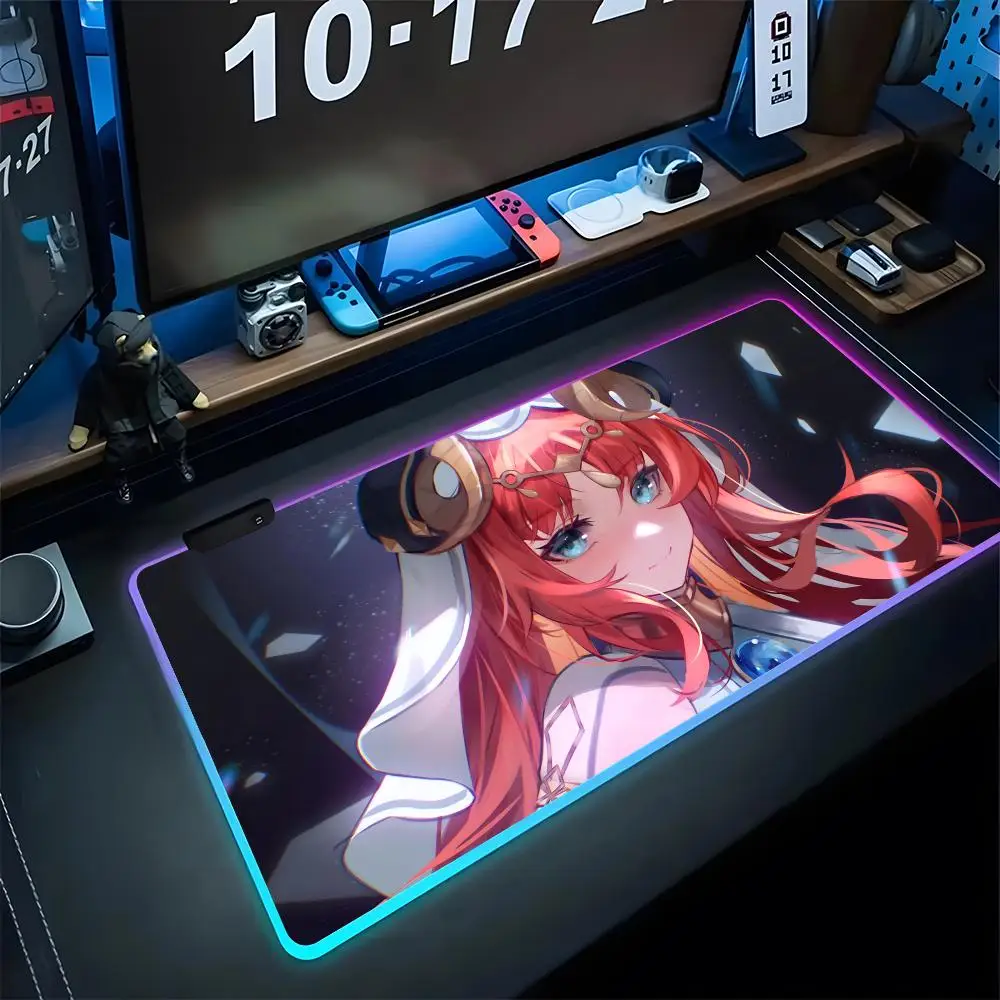 Nilou-Tapis de souris Genshin Impact Animal Gaming LED, 700x300, Polymère, Tapis de table, PC, Bureau, Polymère RVB, Polymère de clavier, média