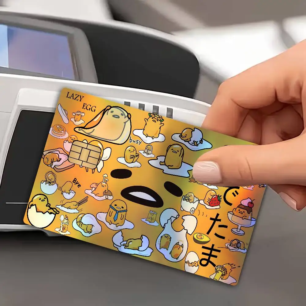 G-GUDETAMA Cartoon Fashion Laser Effect Bank Card Stickers Removable Aesthetic Card Decor