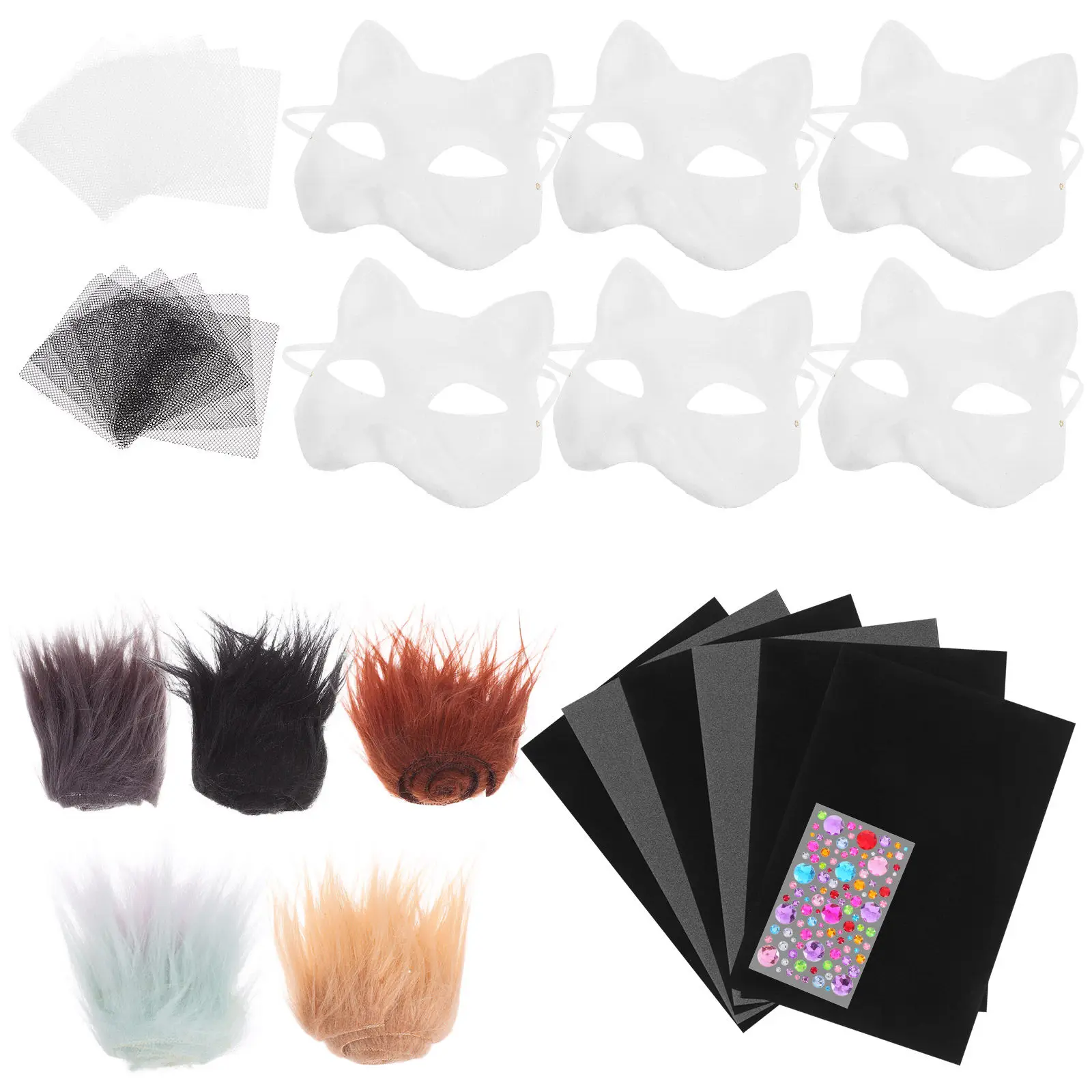 

Набор из 1 шт. заготовок масок животных для росписи: бумажная маска кошки для косплея, полумаска для маскарада, неокрашенная, декоративная, для вечеринок, для творчества, базовая заготовка