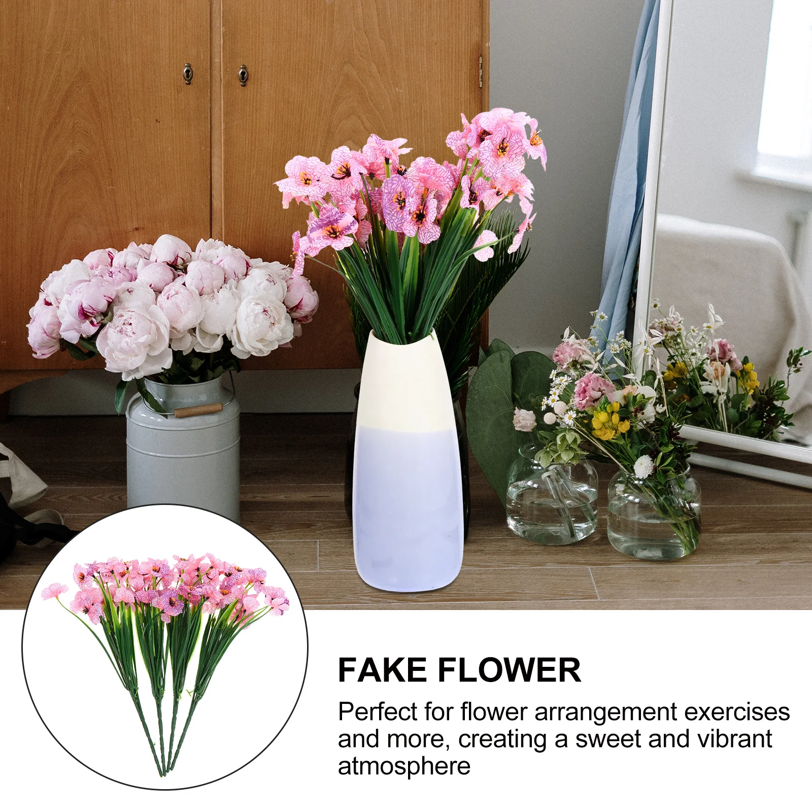 

1Set Fake Floral Plastic Craft for Photography Prop Flower Arrangement Exercises Simulated Flower Artificial Violet