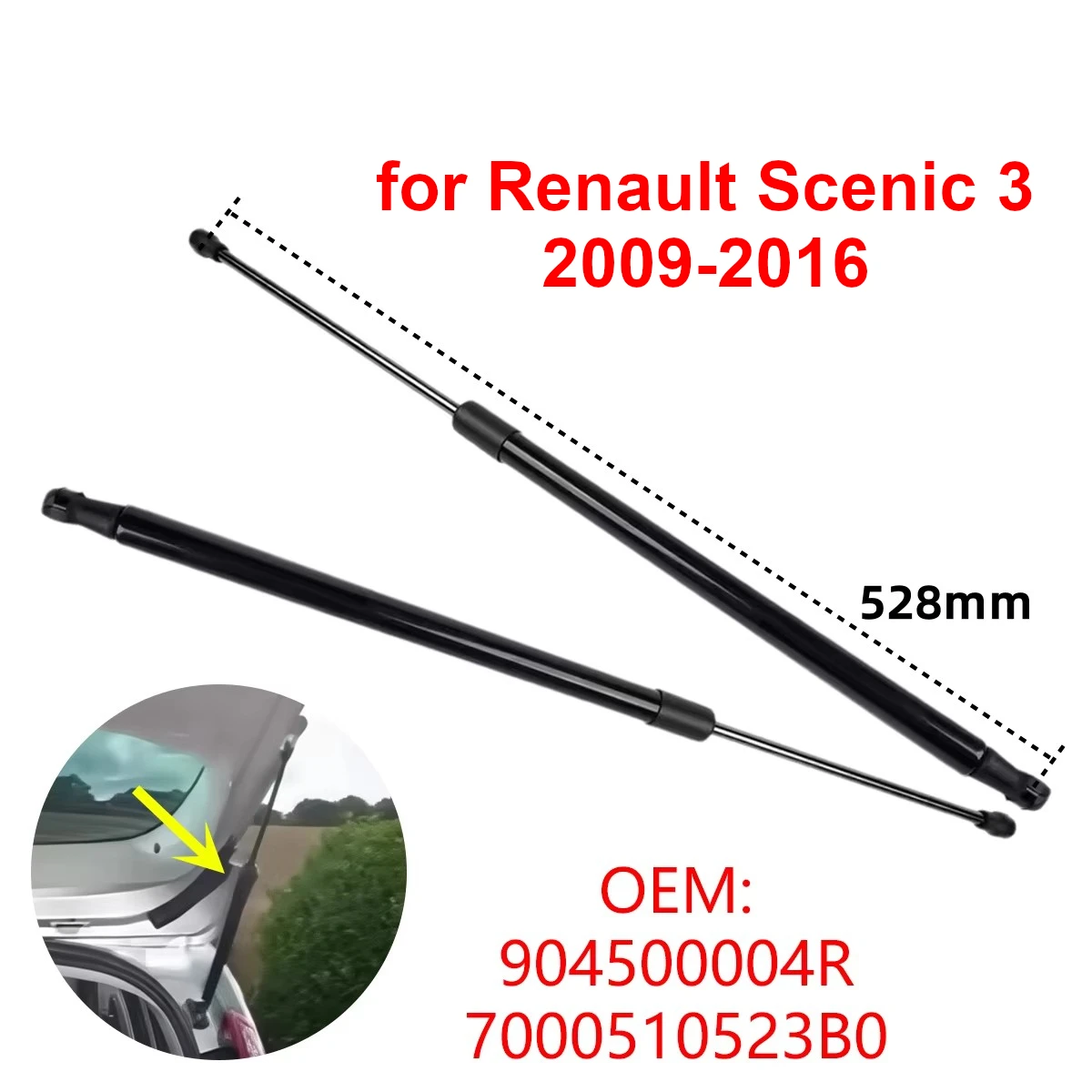 2 uds 904500004R para Renault Scenic 3 2009-2016 maletero trasero de coche puntales de Gas varillas de soporte de elevación