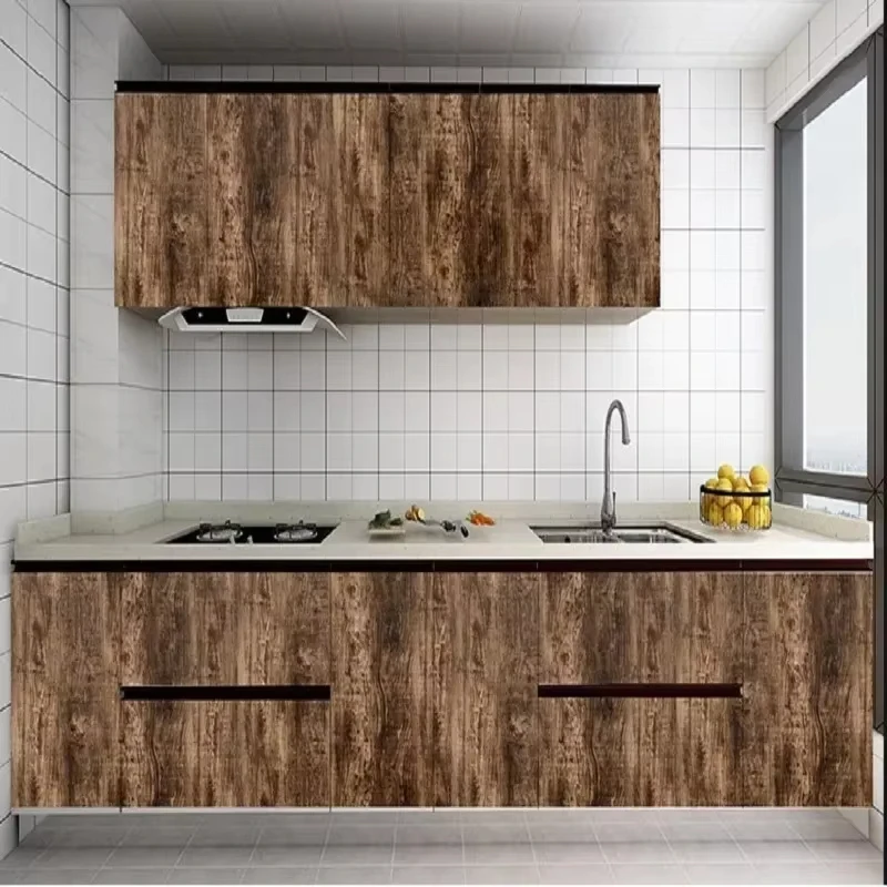 Waterproof Self Adhesive Wood Grain Wall Sticker Door Cabinet Desktop Modern Furniture Renovation Peel and Stick Wallpaper