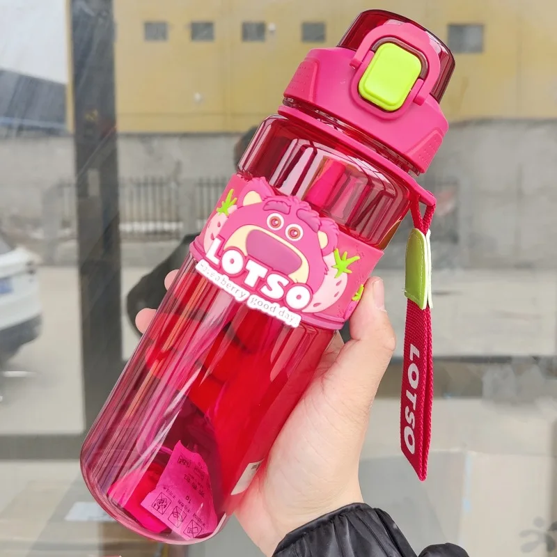 820ML Disney Water Bottles Large Capacity Lotso Stitch Drinking Cup Portable Cartoon Plastic Tumbler Cute Alien Tritan Kids Gift