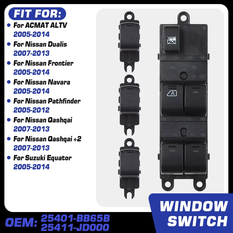 

For Nissan Navara Nissan Qashqai +2 Nissan Pathfinder Nissan Dualis Nissan Frontier 2005-2014 Car Power Window Switch 25401BB65B